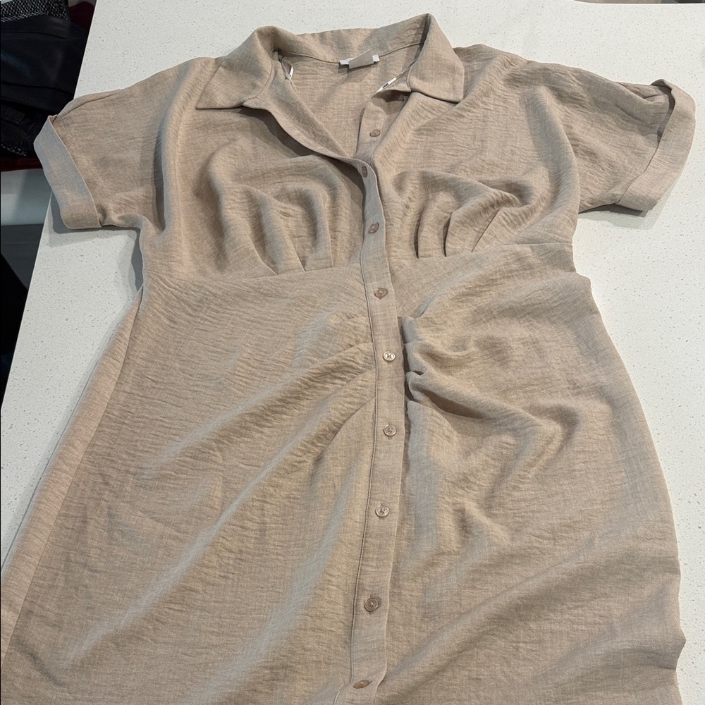 DKNY Light Tan Short Sleeve Dress